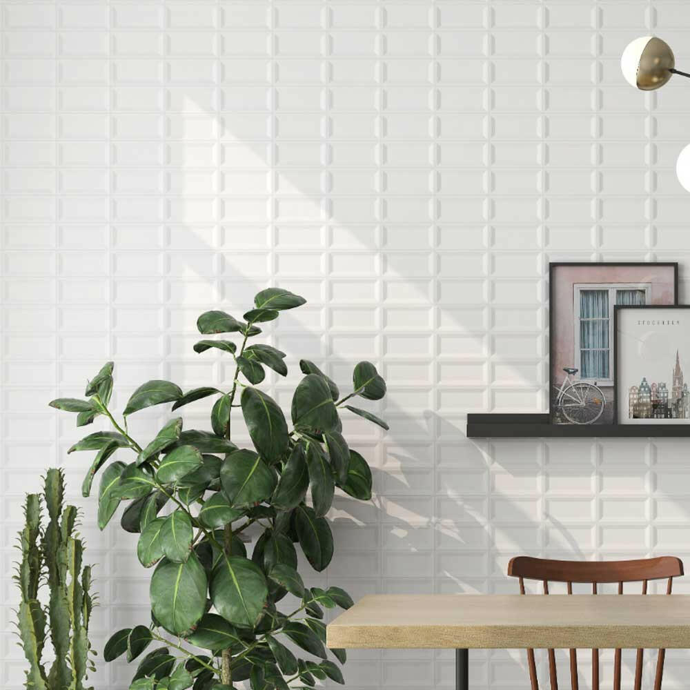 3x6 Strata White Ice Reverse Beveled Glossy Ceramic Wall Tile 3x6 Strata White Ice Reverse Beveled Glossy Ceramic Wall Tile - American Tile Depot