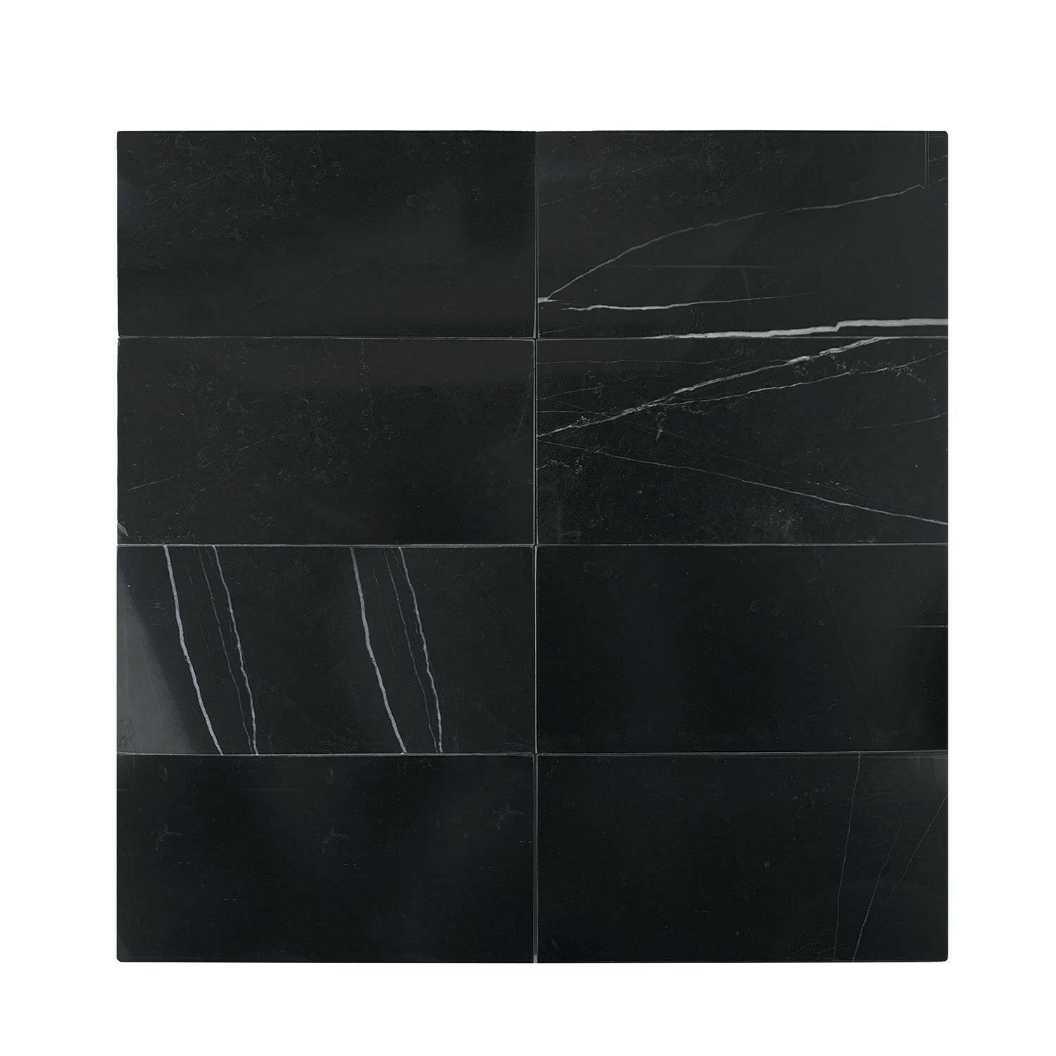 3x6 Black Marquina Marble Polished Tile-American Tile Depot