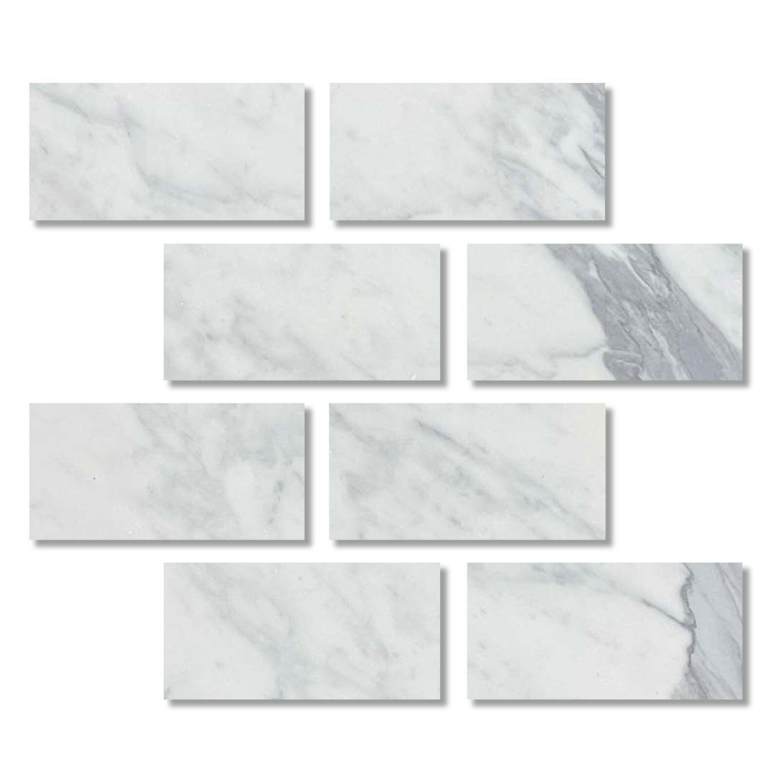 3x6 Italian Statuary White Marble Honed Tile-American Tile Depot