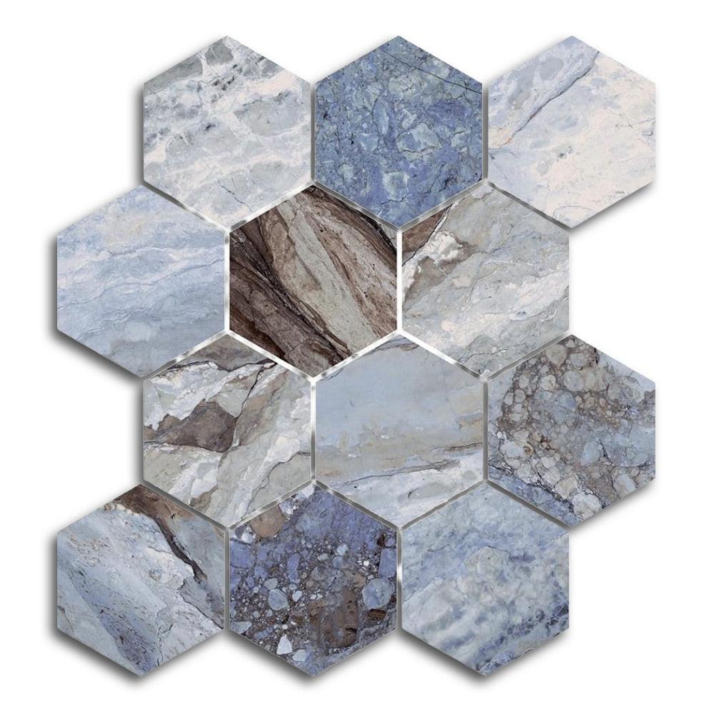 4" Mirage Ocean Polished Hexagon Porcelain Mosaic Tile 4" Mirage Ocean Polished Hexagon Porcelain Mosaic Tile - American Tile Depot