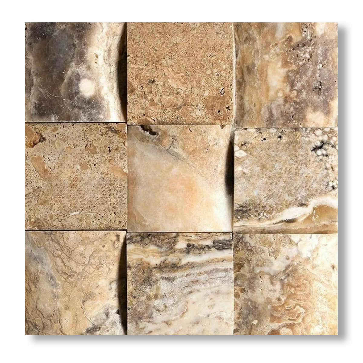 4x4 Antico Onyx Travertine CNC-Arched Tile - American Tile Depot