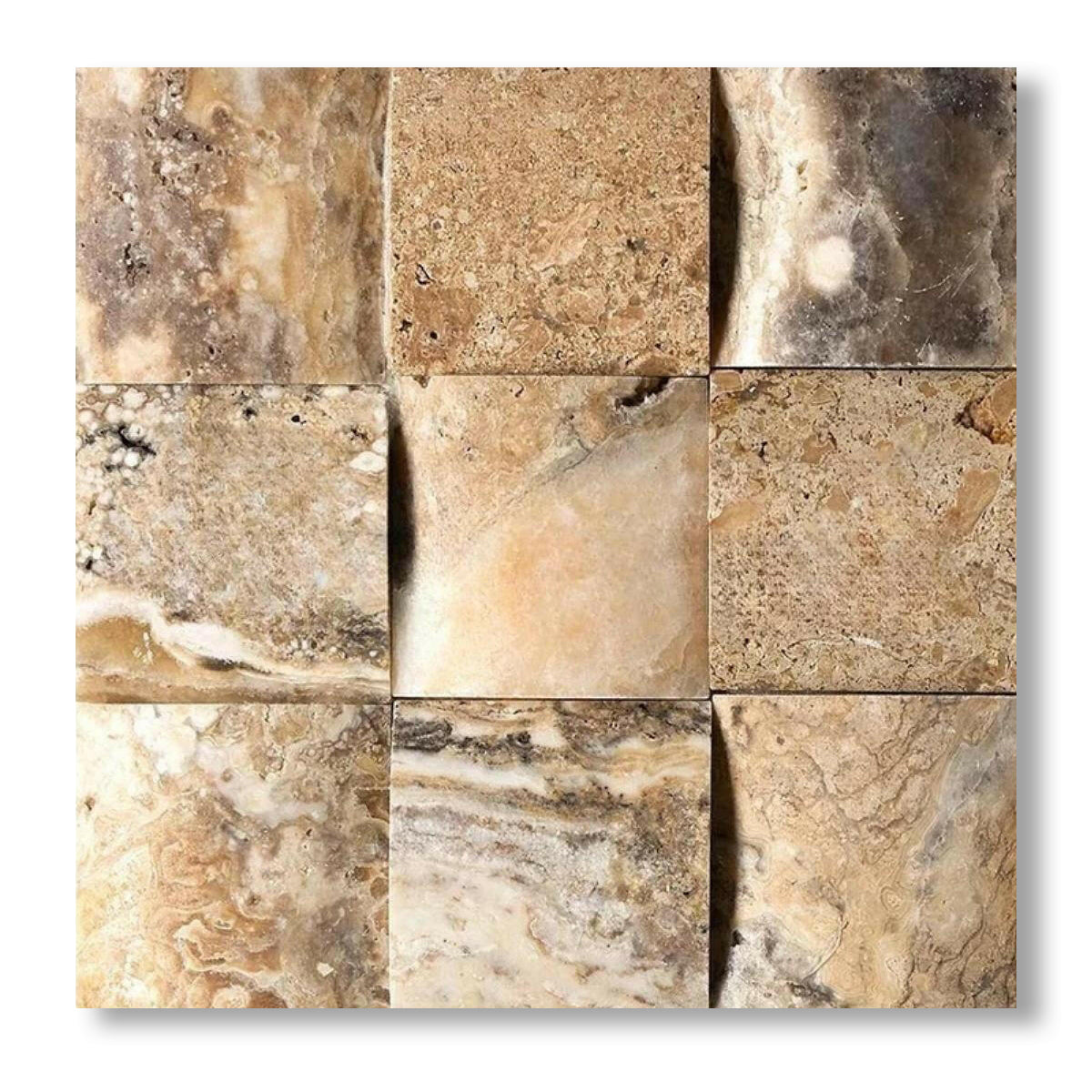 4x4 Antico Onyx Travertine CNC-Arched Tile - American Tile Depot