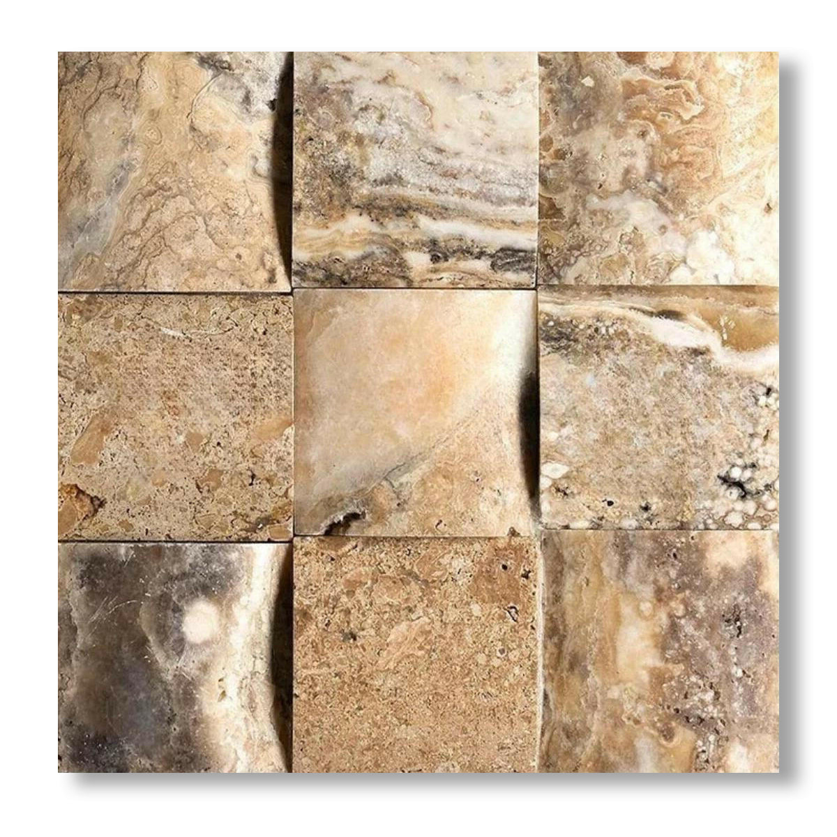 4x4 Antico Onyx Travertine CNC-Arched Tile - American Tile Depot