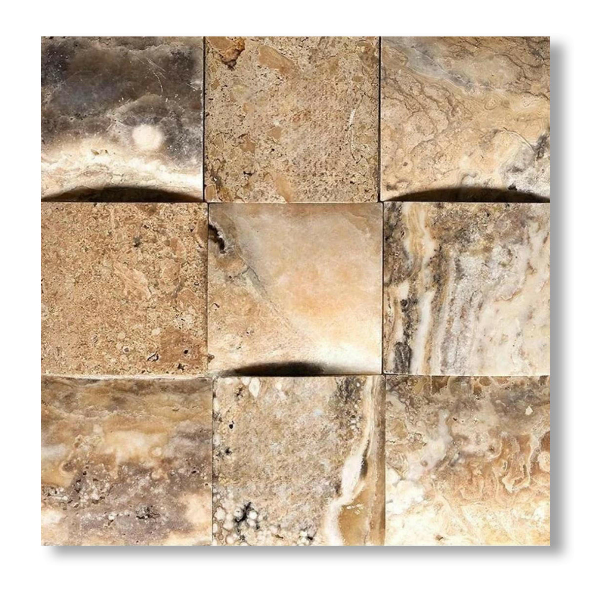 4x4 Antico Onyx Travertine CNC-Arched Tile - American Tile Depot