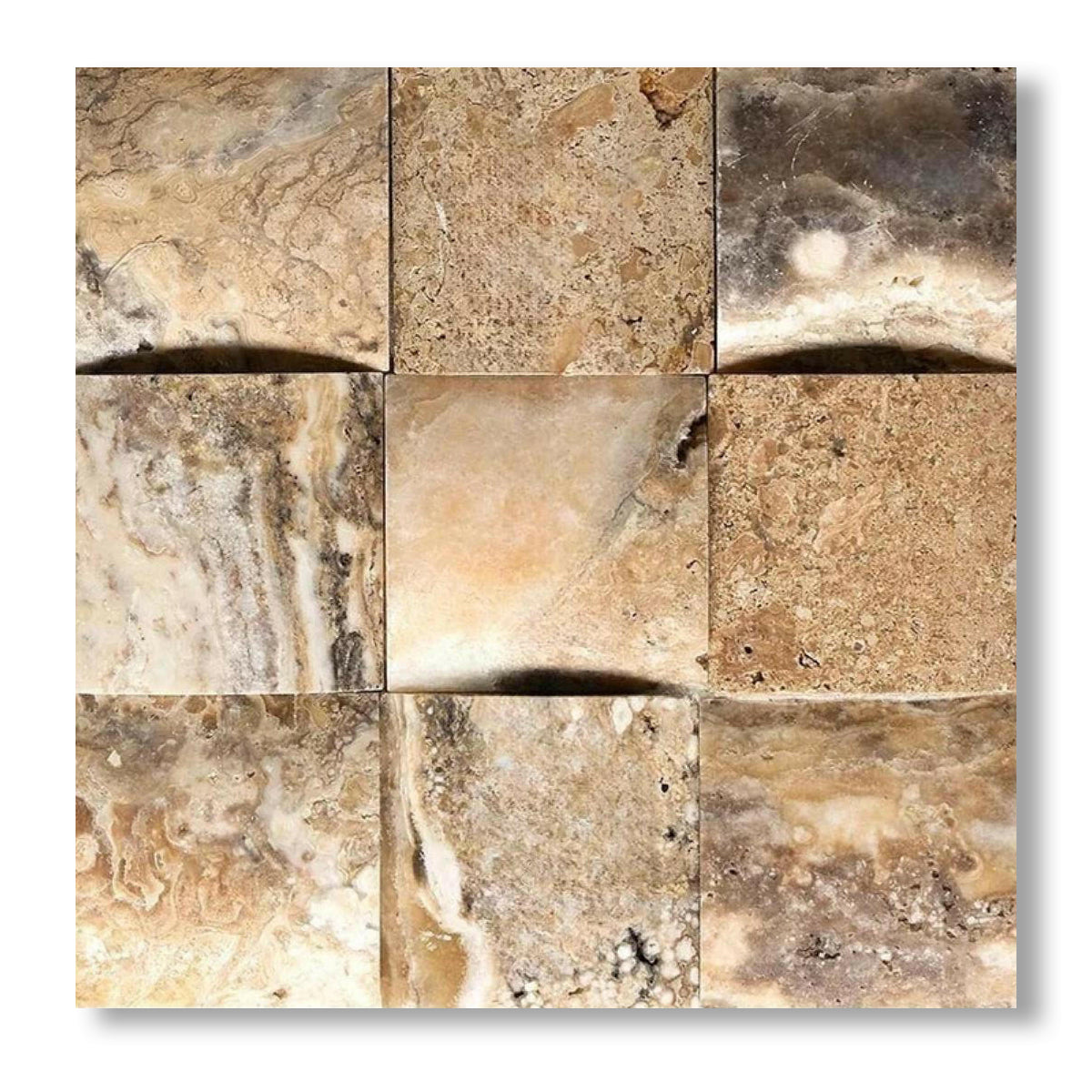 4x4 Antico Onyx Travertine CNC-Arched Tile - American Tile Depot