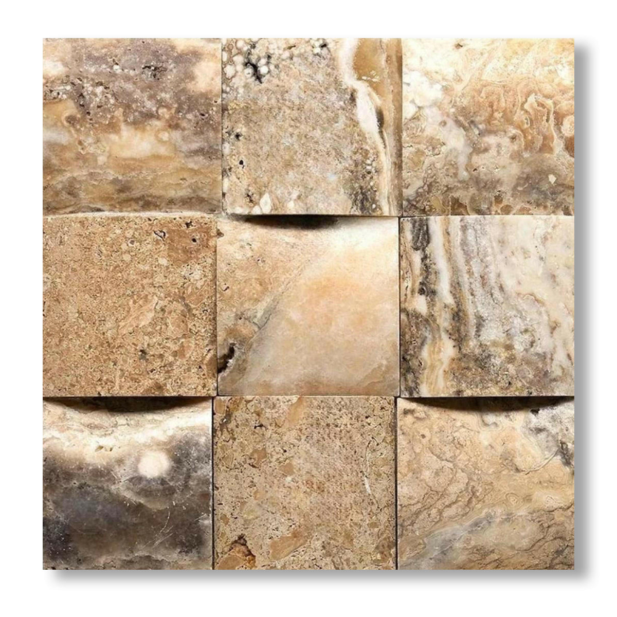 4x4 Antico Onyx Travertine CNC-Arched Tile - American Tile Depot
