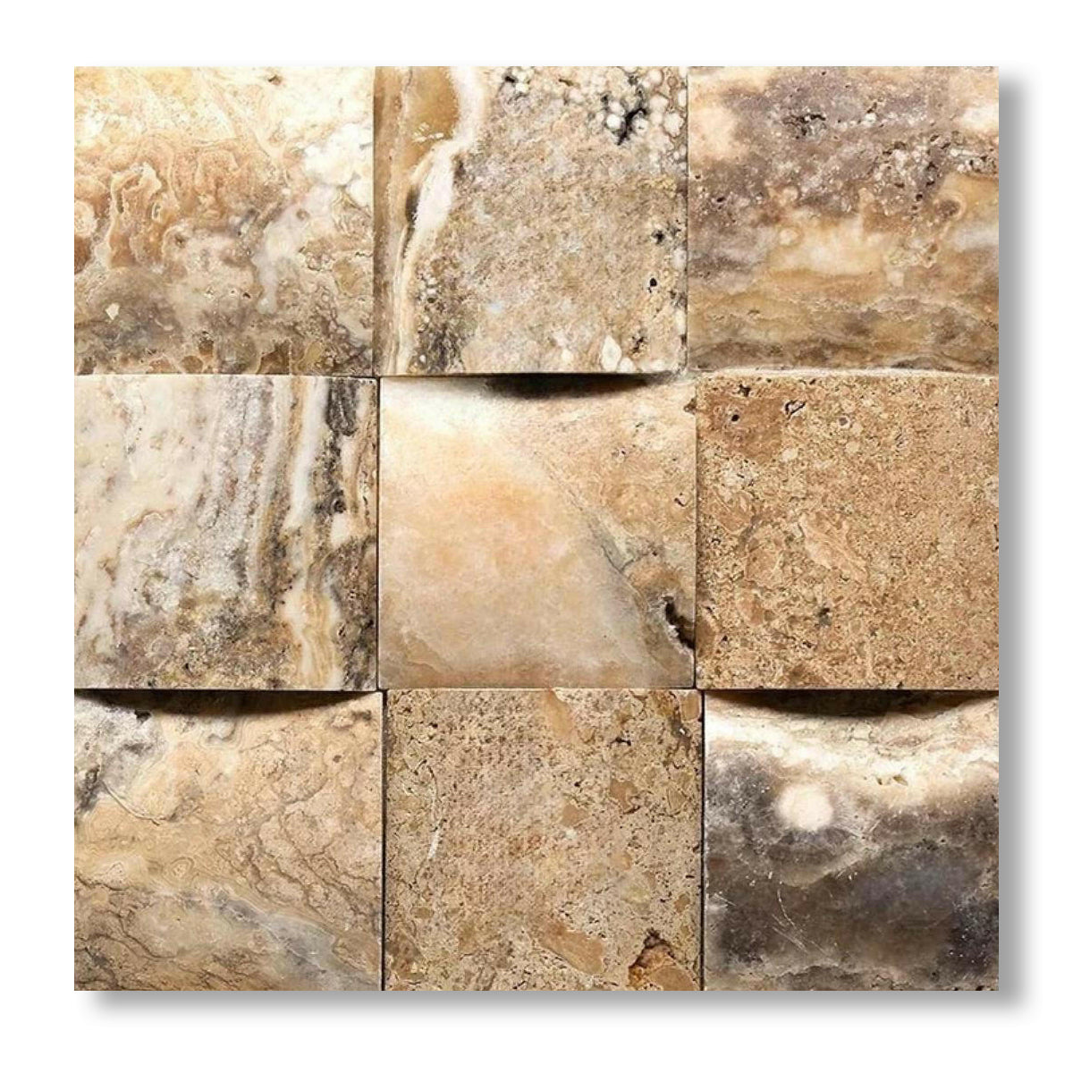 4x4 Antico Onyx Travertine CNC-Arched Tile