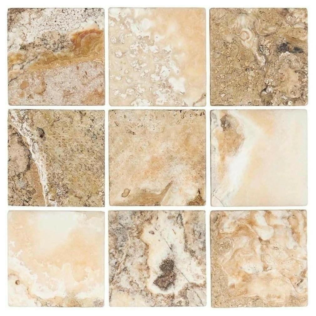 4x4 Antico Onyx Travertine Tumbled Tile 4x4 Antico Onyx Travertine Tumbled Tile - American Tile Depot
