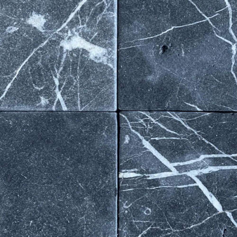 4x4 Black Marquina Marble Tumbled Tile 4x4 Black Marquina Marble Tumbled Tile - American Tile Depot