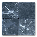 4x4 Black Marquina Marble Tumbled Tile 4x4 Black Marquina Marble Tumbled Tile - American Tile Depot