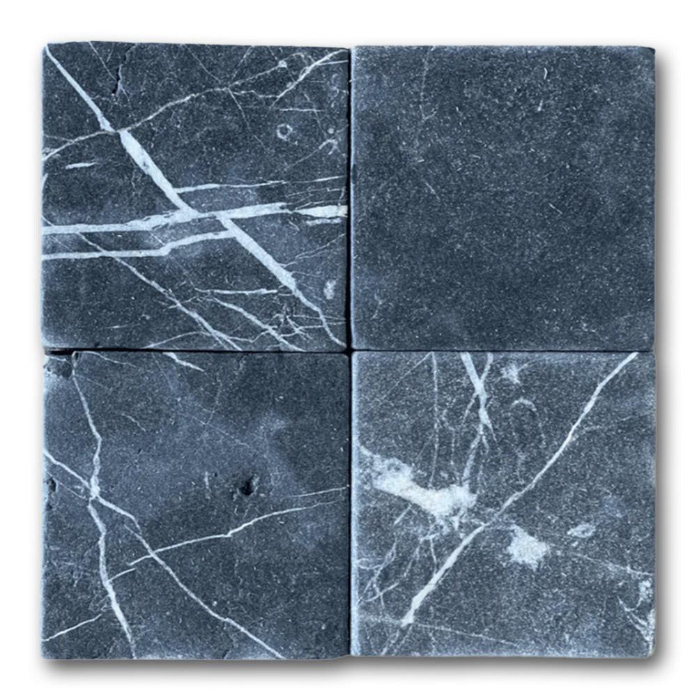4x4 Black Marquina Marble Tumbled Tile 4x4 Black Marquina Marble Tumbled Tile - American Tile Depot