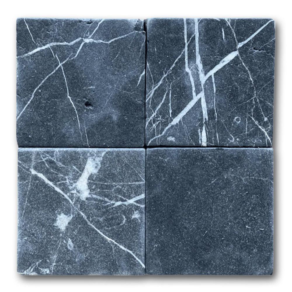 4x4 Black Marquina Marble Tumbled Tile 4x4 Black Marquina Marble Tumbled Tile - American Tile Depot
