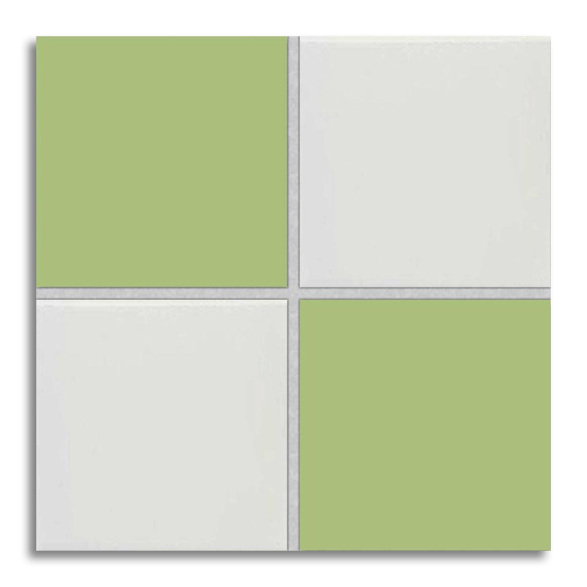 4x4 Checkerboard Tile - Palette Spring Green & White Ice Glossy Ceramic - American Tile Depot