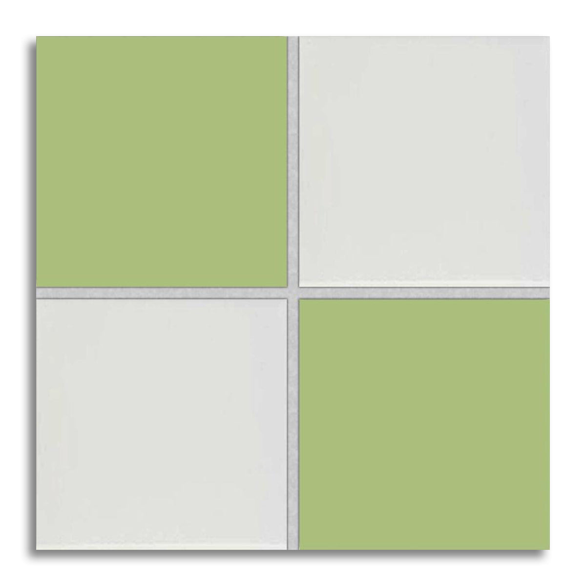 4x4 Checkerboard Tile - Palette Spring Green & White Ice Glossy Ceramic - American Tile Depot