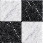 4x4 Checkerboard Tile - Black Marquina & Carrara White Tumbled Marble 4x4 Checkerboard Tile - Black Marquina & Carrara White Tumbled Marble - American Tile Depot