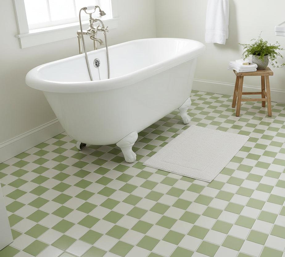 4x4 Checkerboard Tile - Palette Spring Green & White Ice Glossy Ceramic 4x4 Checkerboard Tile - Palette Spring Green & White Ice Glossy Ceramic - American Tile Depot