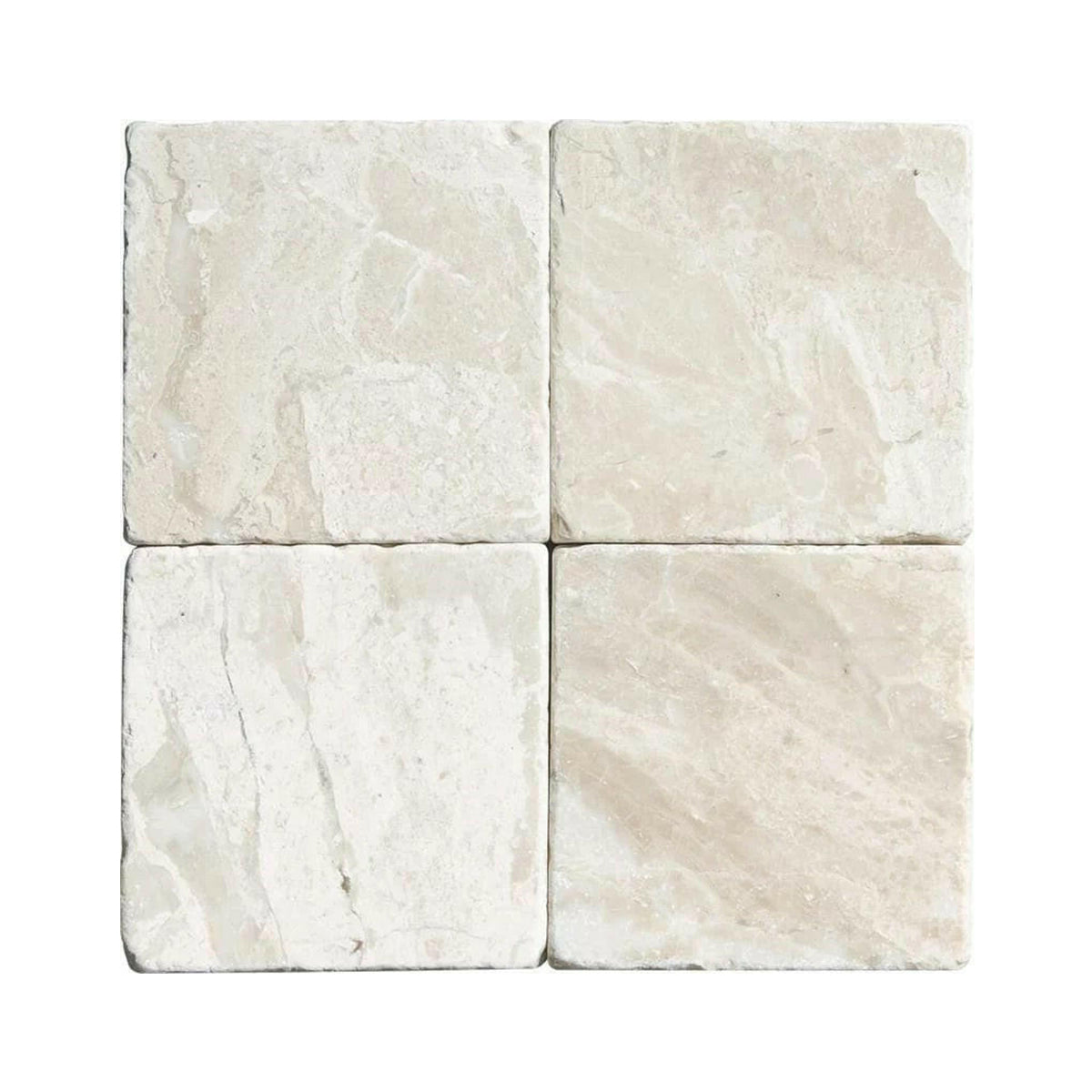4x4 Diano Royal (Queen Beige) Marble Tumbled Tile - American Tile Depot