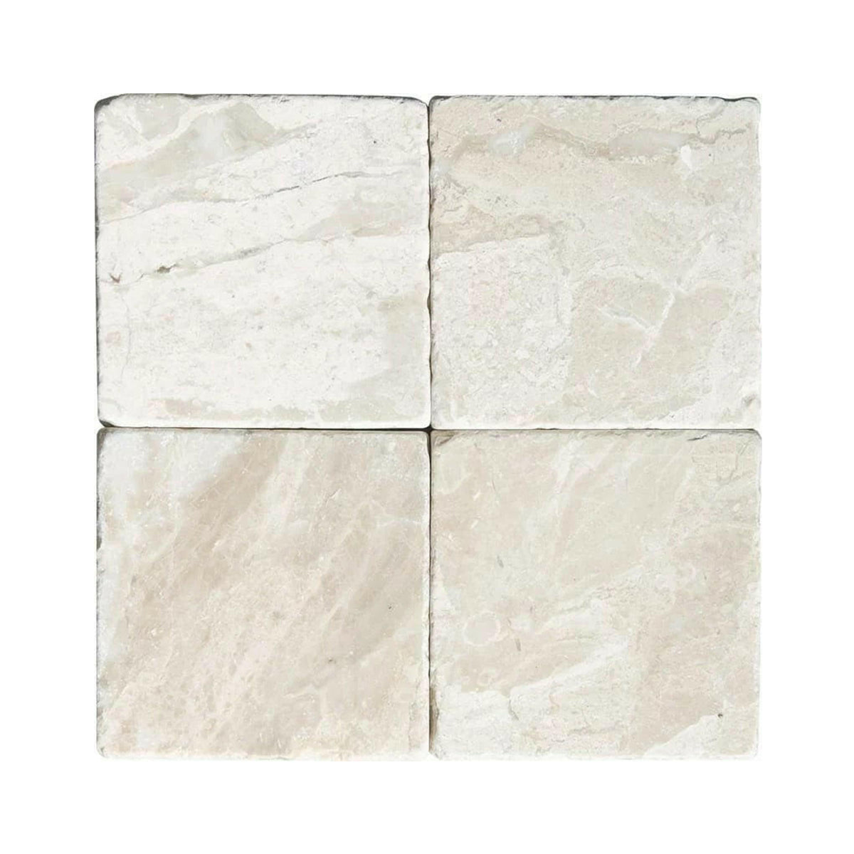 4x4 Diano Royal (Queen Beige) Marble Tumbled Tile - American Tile Depot