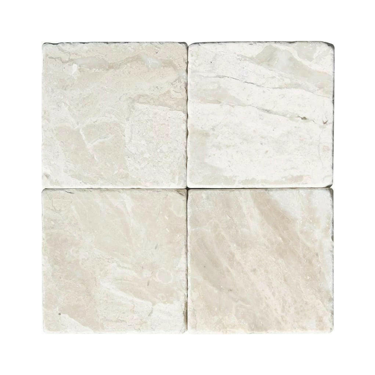 4x4 Diano Royal (Queen Beige) Marble Tumbled Tile - American Tile Depot