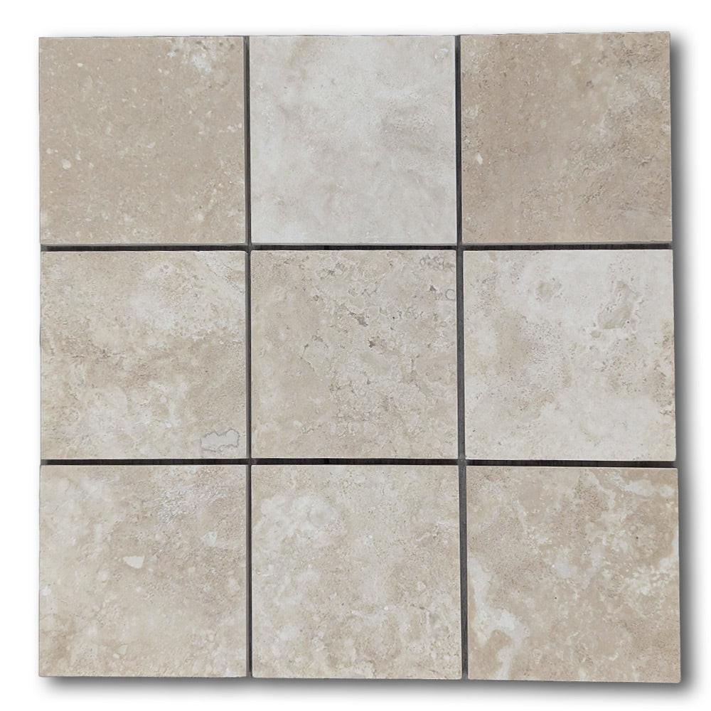 4x4 Durango Cream Travertine Filled & Honed Tile 4x4 Durango Cream Travertine Filled & Honed Tile - American Tile Depot