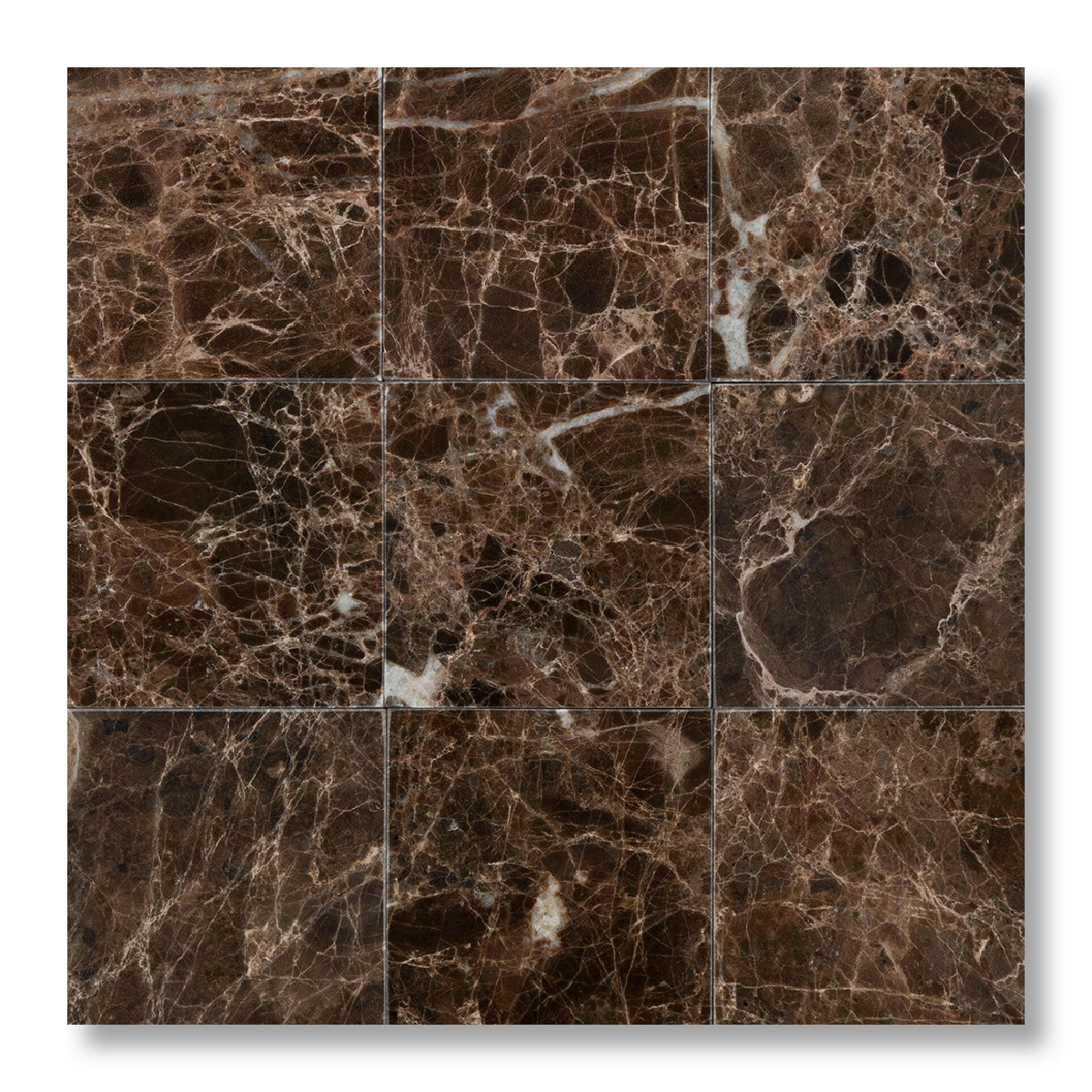4x4 Emperador Dark Marble Polished Tile - American Tile Depot