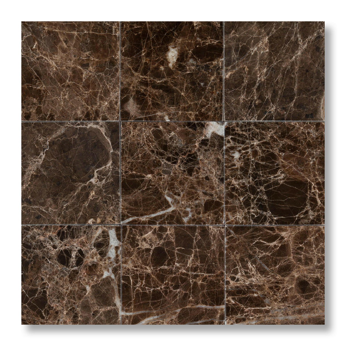 4x4 Emperador Dark Marble Polished Tile - American Tile Depot