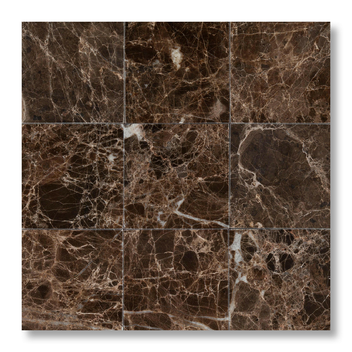 4x4 Emperador Dark Marble Polished Tile - American Tile Depot
