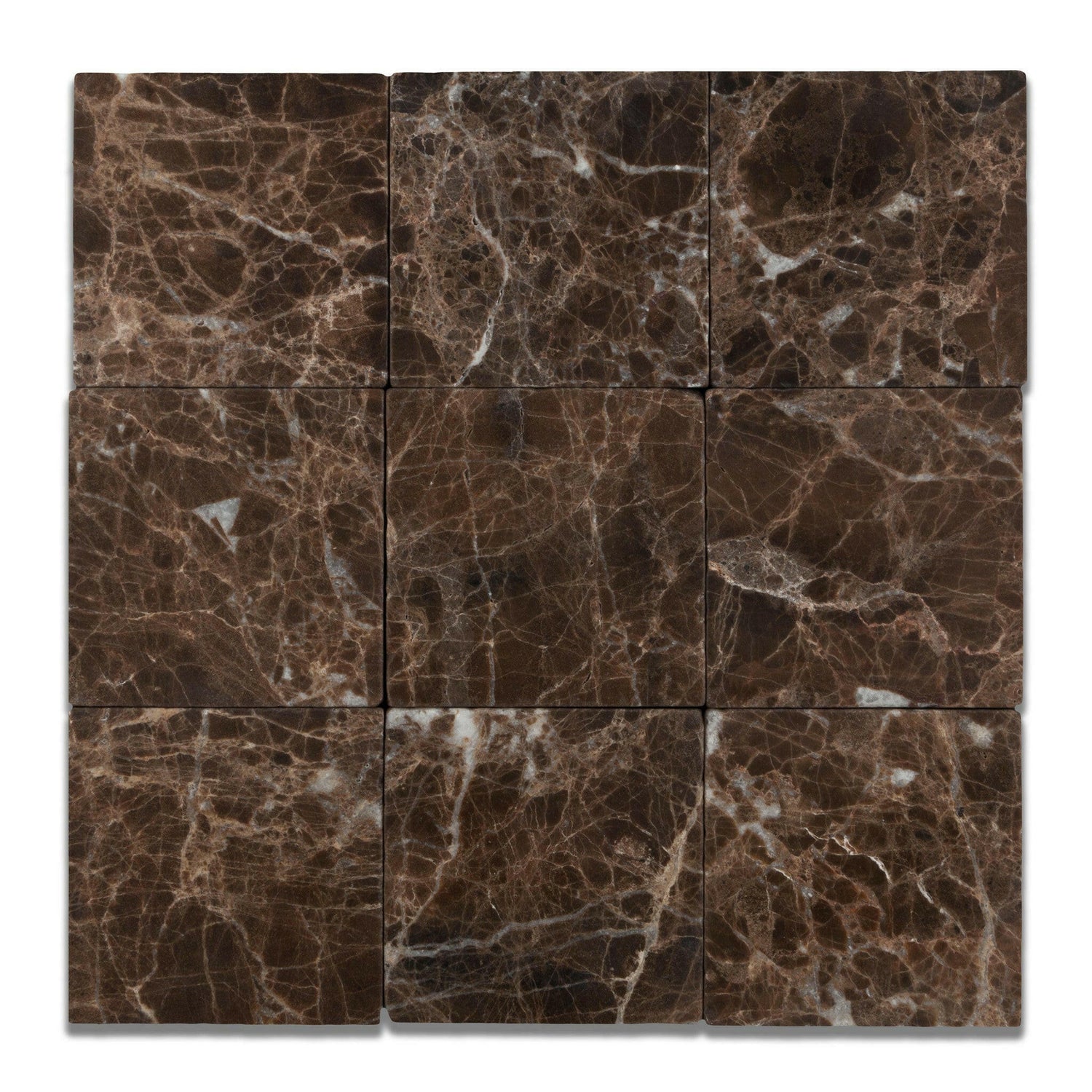 4x4 Emperador Dark Marble Tumbled Tile 4x4 Emperador Dark Marble Tumbled Tile - American Tile Depot