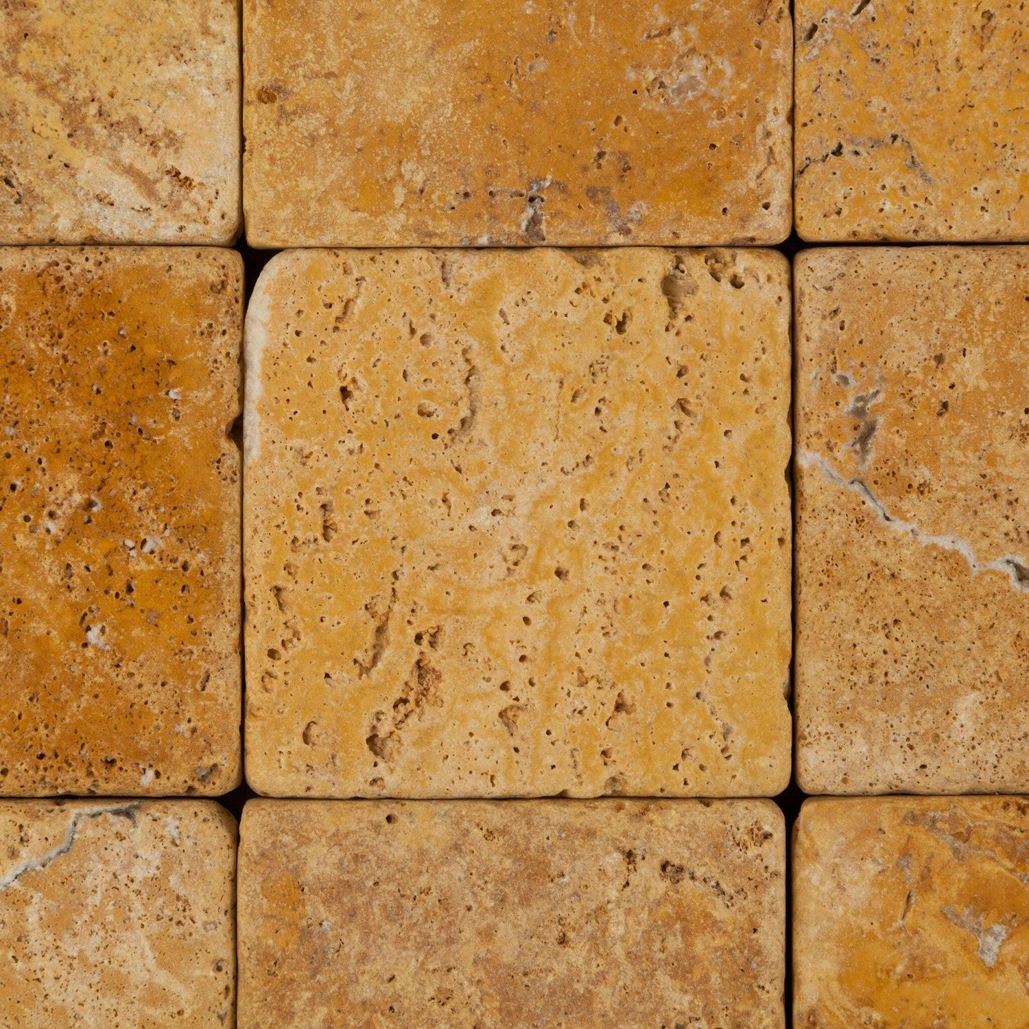 4x4 Gold / Yellow Travertine Tumbled Tile 4x4 Gold / Yellow Travertine Tumbled Tile - American Tile Depot