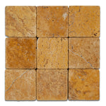 4x4 Gold / Yellow Travertine Tumbled Tile - American Tile Depot