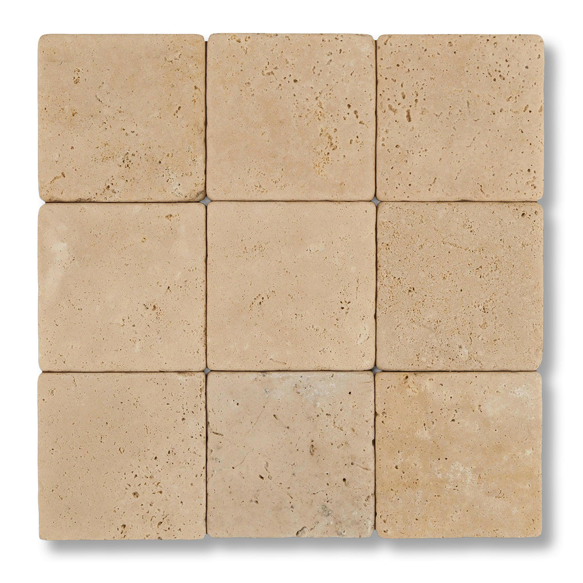 4x4 Ivory Travertine Tumbled Tile - American Tile Depot