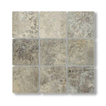 4x4 Silver Travertine Tumbled Tile - American Tile Depot