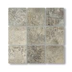 4x4 Silver Travertine Tumbled Tile - American Tile Depot