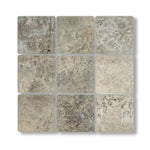 4x4 Silver Travertine Tumbled Tile - American Tile Depot