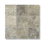 4x4 Silver Travertine Tumbled Tile - American Tile Depot