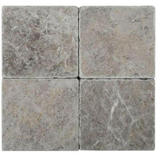 4x4 Tundra Gray (Atlantic Gray) Marble Tumbled Tile 4x4 Tundra Gray (Atlantic Gray) Marble Tumbled Tile - American Tile Depot