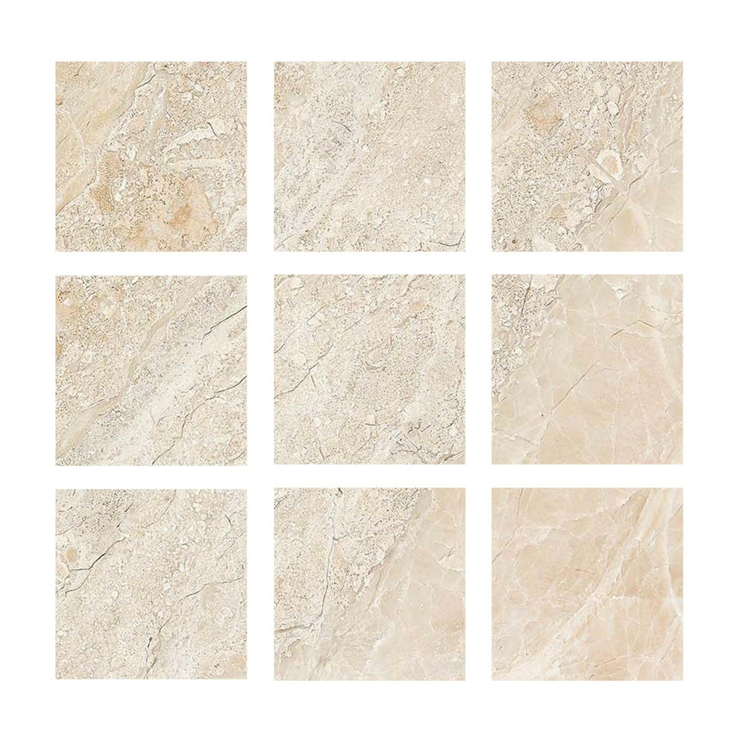 4x4 Diano Royal (Queen Beige) Marble Honed Tile-American Tile Depot