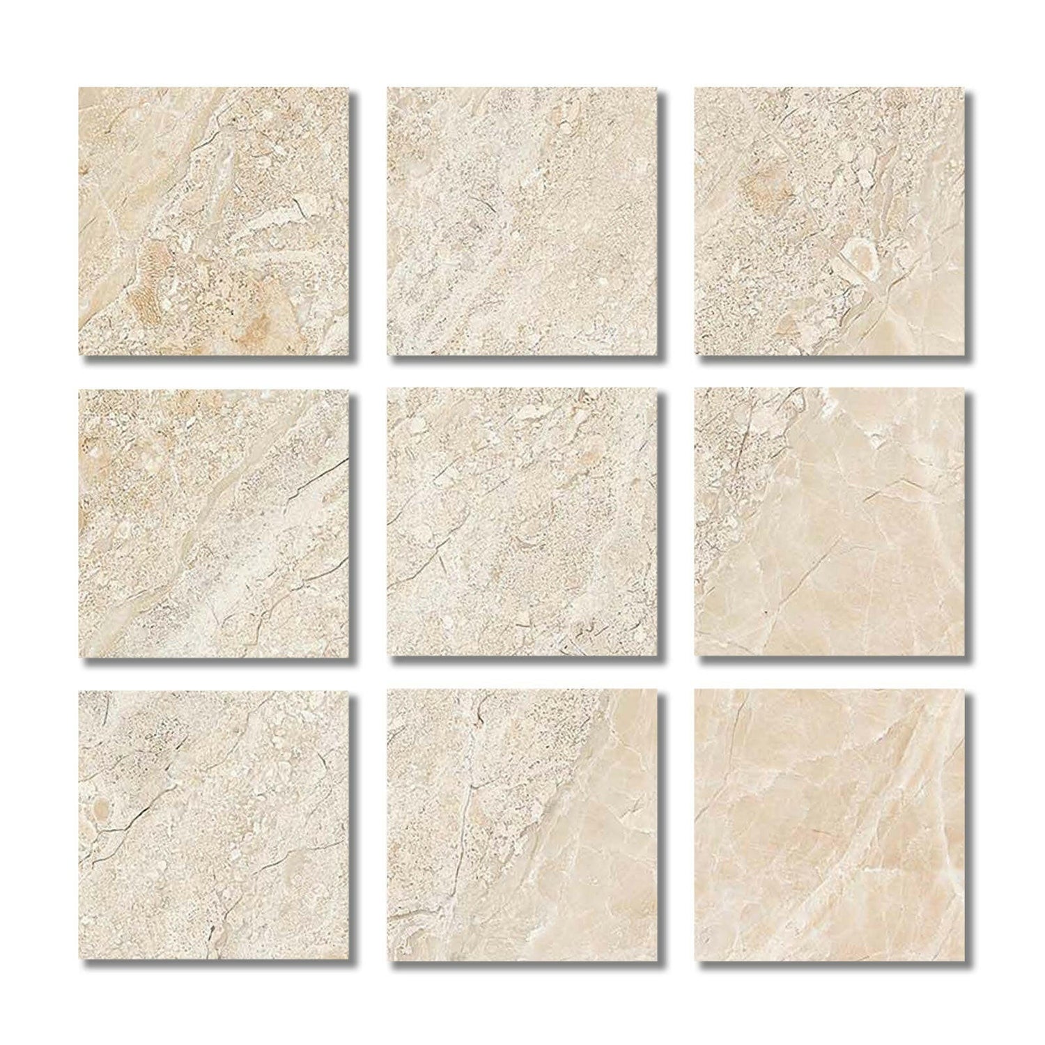 4x4 Diano Royal (Queen Beige) Marble Polished Tile-American Tile Depot