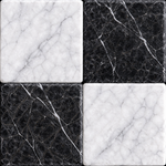 4x4 Checkerboard Tile - Black Marquina & Carrara White Tumbled Marble - American Tile Depot