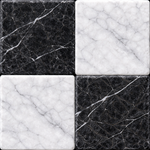 4x4 Checkerboard Tile - Black Marquina & Carrara White Tumbled Marble - American Tile Depot