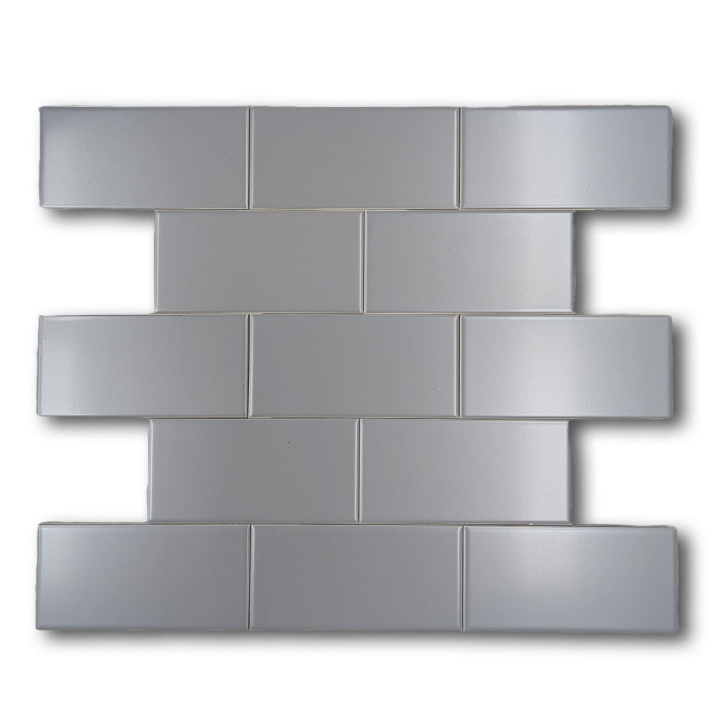 CLEARANCE - 4x8 Color Wheel Linear Suede Gray Matte Ceramic Wall Tile