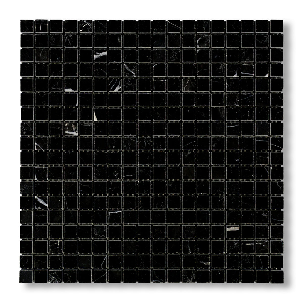 5/8x5/8 Black Marquina Marble Honed Mosaic Tile