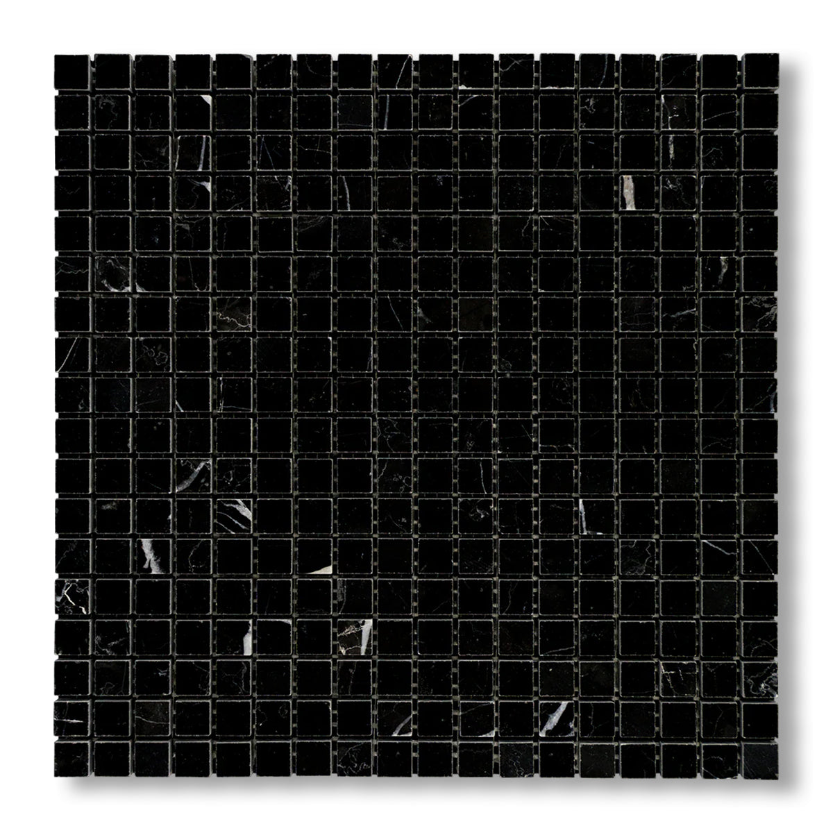 5/8x5/8 Black Marquina Marble Honed Mosaic Tile - American Tile Depot