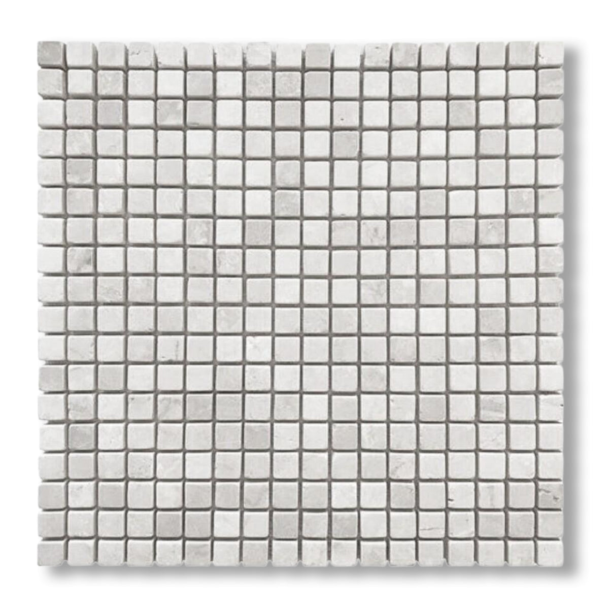 5/8x5/8 White Pearl / Botticino Marble Tumbled Mosaic Tile - American Tile Depot