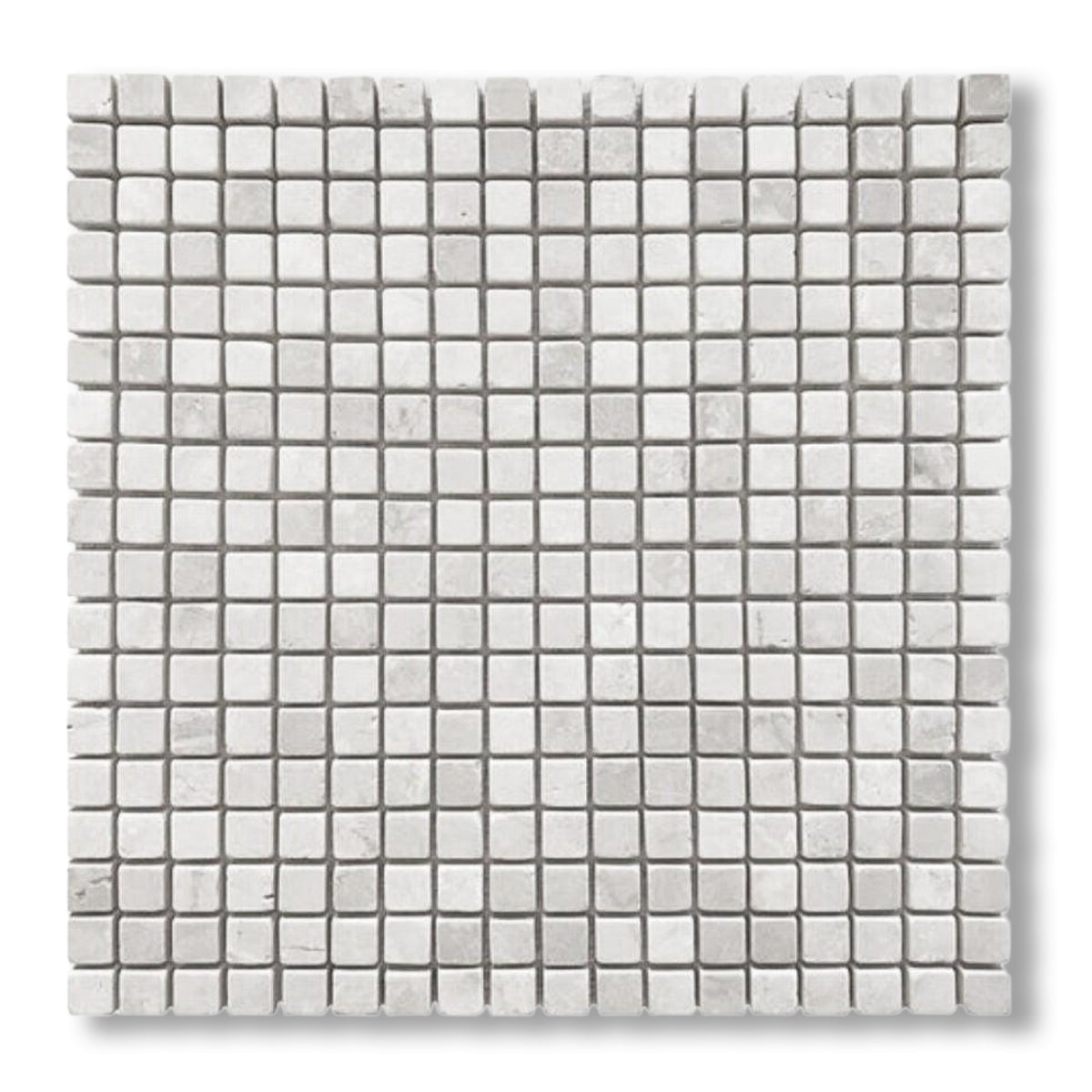 5/8x5/8 White Pearl / Botticino Marble Tumbled Mosaic Tile - American Tile Depot