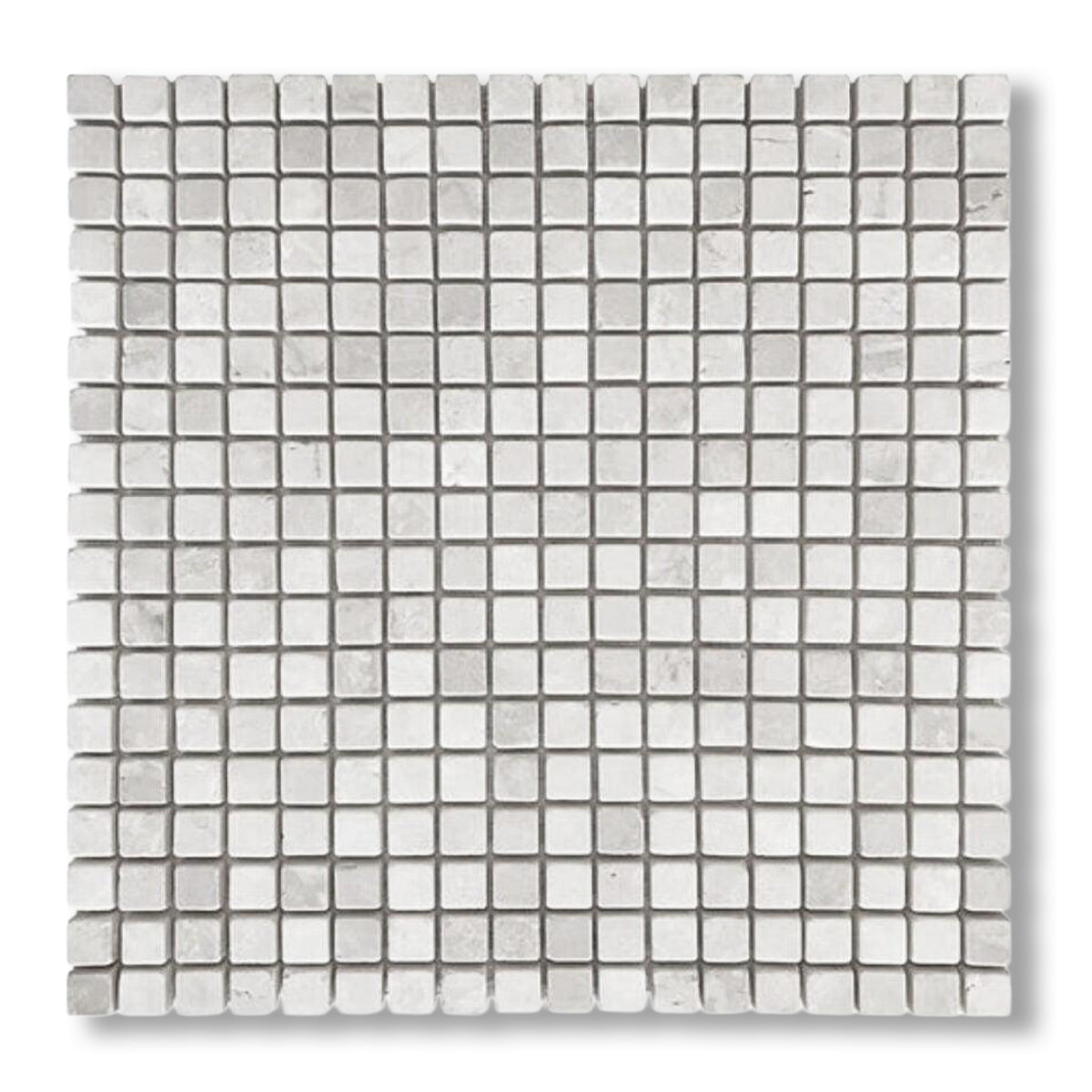 5/8x5/8 White Pearl / Botticino Marble Tumbled Mosaic Tile - American Tile Depot