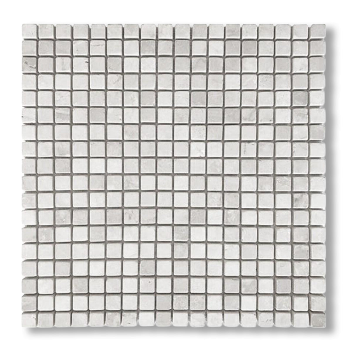 5/8x5/8 White Pearl / Botticino Marble Tumbled Mosaic Tile - American Tile Depot