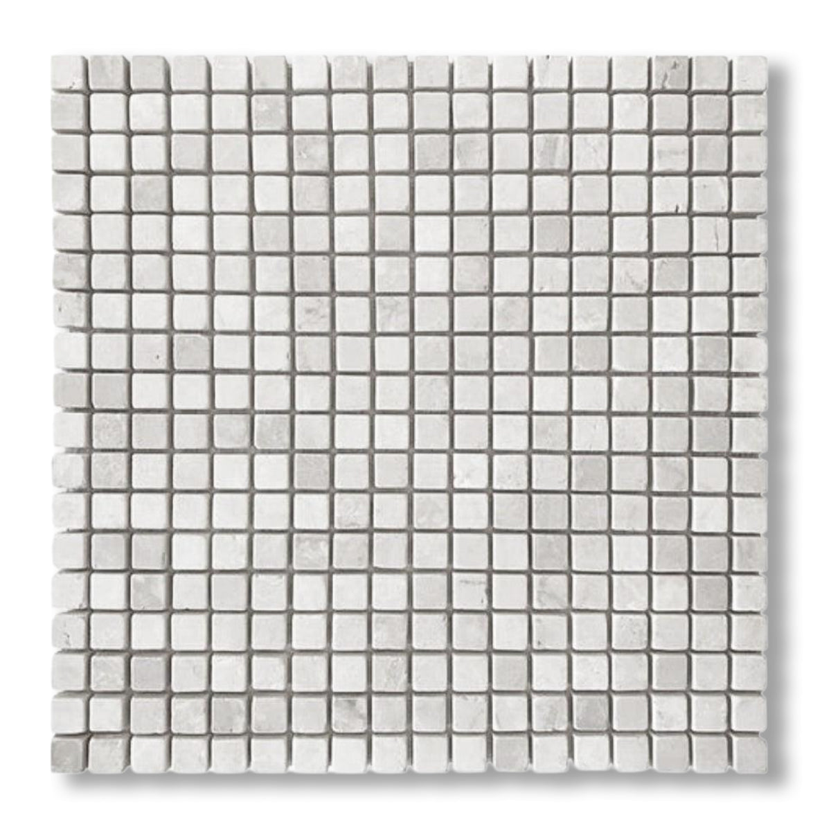 5/8x5/8 White Pearl / Botticino Marble Tumbled Mosaic Tile - American Tile Depot