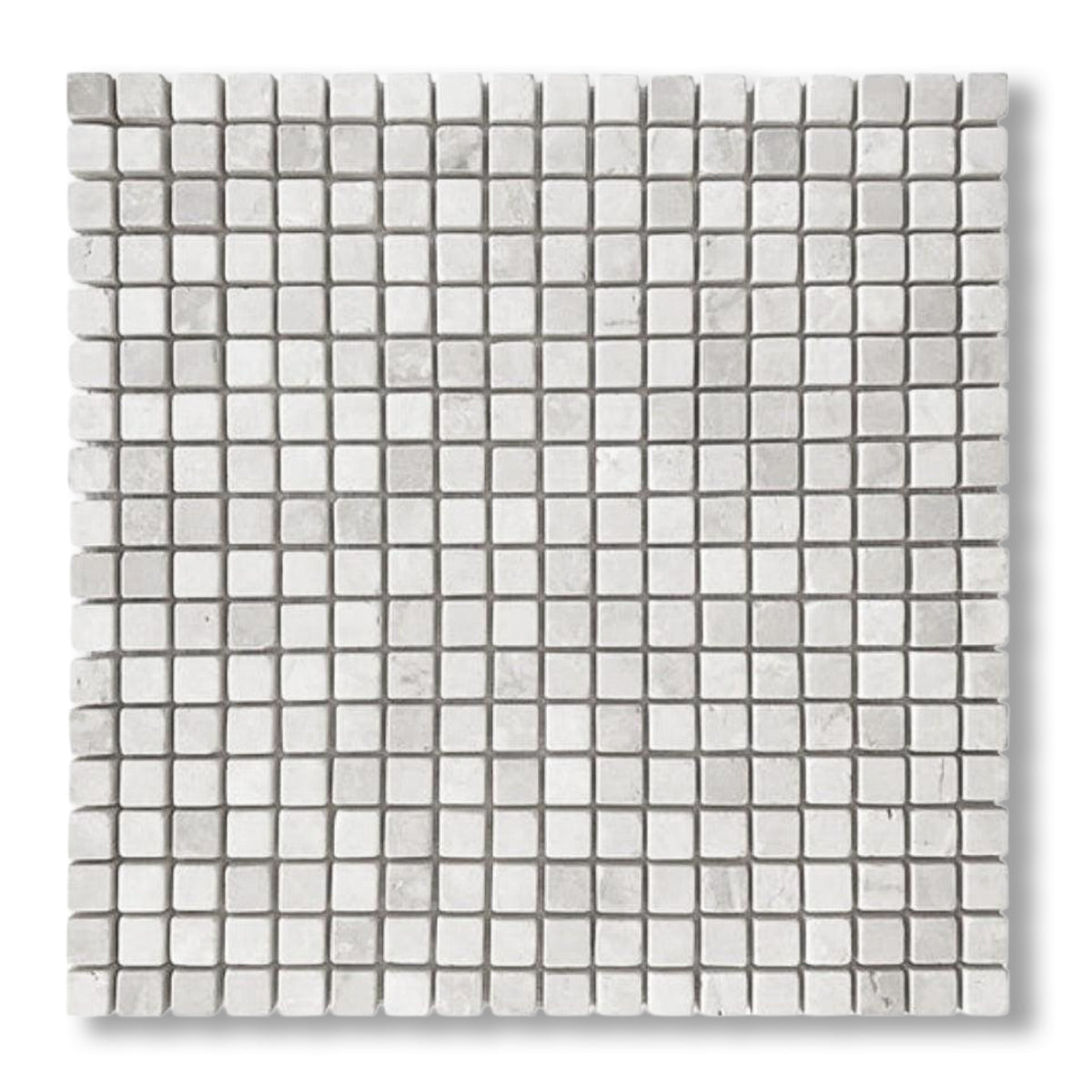 5/8x5/8 White Pearl / Botticino Marble Tumbled Mosaic Tile - American Tile Depot