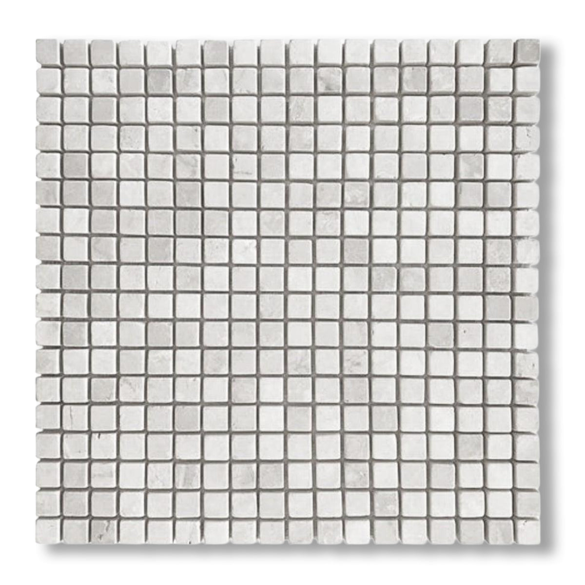 5/8x5/8 White Pearl / Botticino Marble Tumbled Mosaic Tile - American Tile Depot